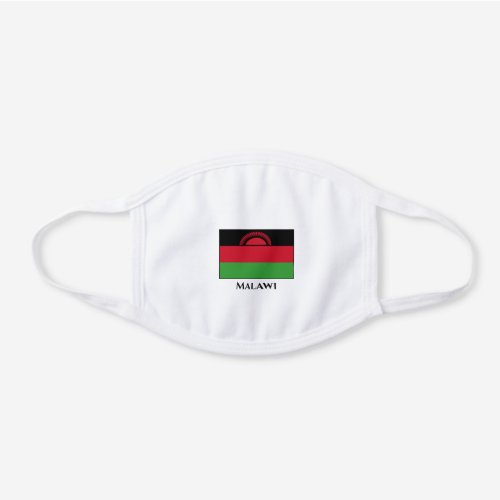 Malawi Flag  White Cotton Face Mask