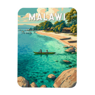 Malawi Illustration Travel Art Vintage Magnet