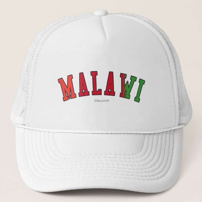 Malawi in National Flag Colors Mesh Hat