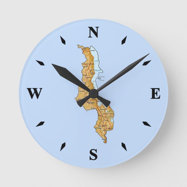 Malawi Map Clock (Front)