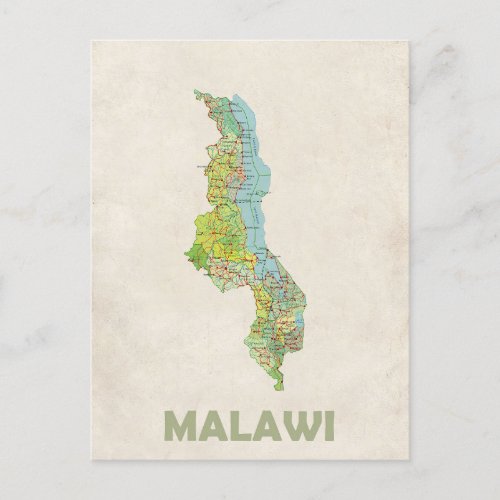 Malawi map postcard