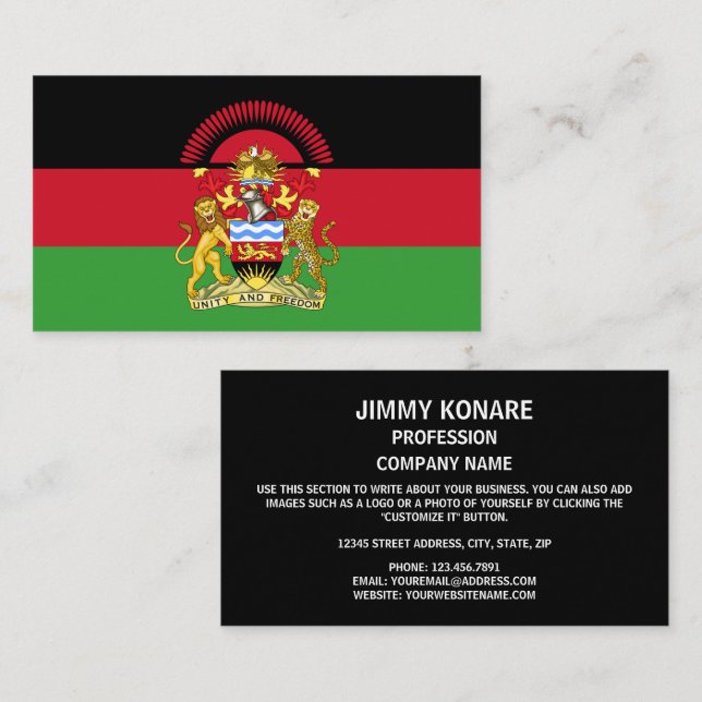 Malawian Flag & Coat of Arms, Flag of Malawi Business Card (Front/Back)