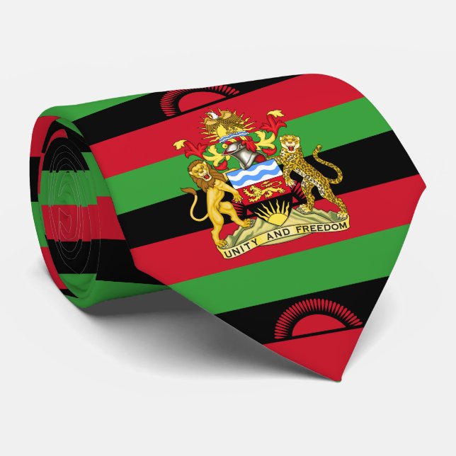 Malawian Flag & Coat of Arms, Flag of Malawi Neck Tie (Rolled)