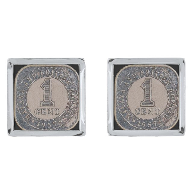 Malaya And British Borneo Silver Cufflinks (Front)