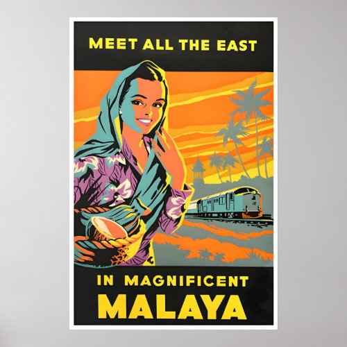 Malaya Print Travel Poster Asian Art Malayan Gift