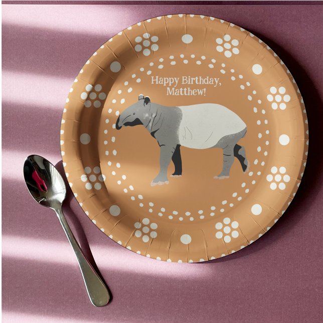 Malayan or Asian Tapir Custom Message Paper Plates (Creator Uploaded)
