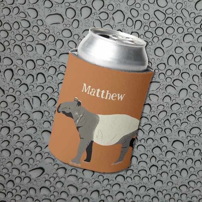Malayan or Asian Tapir Illustration Personalized Can Cooler (Creator Uploaded)