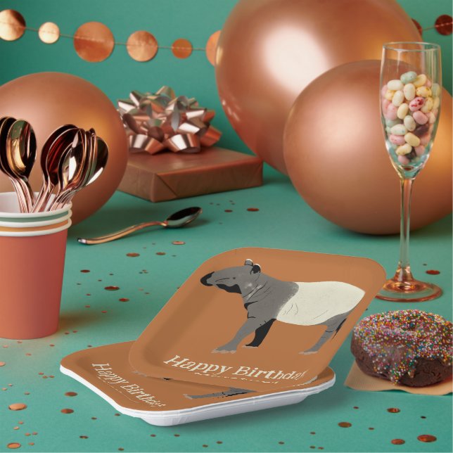 Malayan or Asian Tapir Personalized Party Paper Plates (Multi)