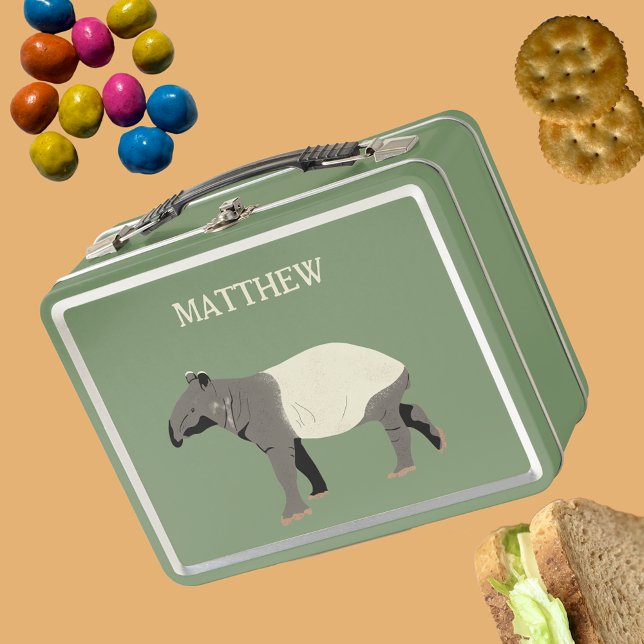 Malayan Tapir Animal Illustration Personalized Metal Lunch Box (Creator Uploaded)