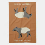 Malayan Tapir Custom Cinnamon Orange Kitchen Towel