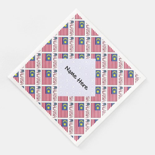 Malaysia and Malaysian Flag Tiled with Your Name Paper Dinner Napkins