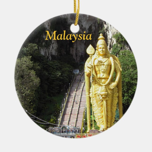 Malaysia Batu Caves Statue Christmas Ornament (Front)