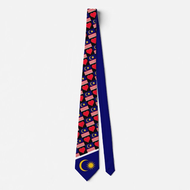 Malaysia Flag and Heart Pattern Malaysian Pride Neck Tie (Front)