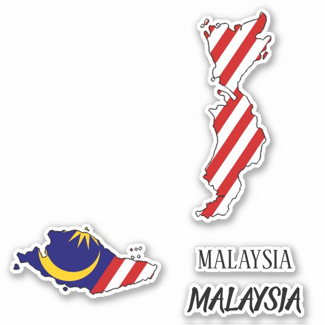 Malaysia Flag Charming Patriotic Map Sticker (Front)