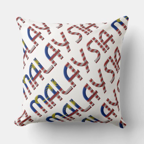 Malaysia Flag Colors Typography Southeast Asia Throw Pillow