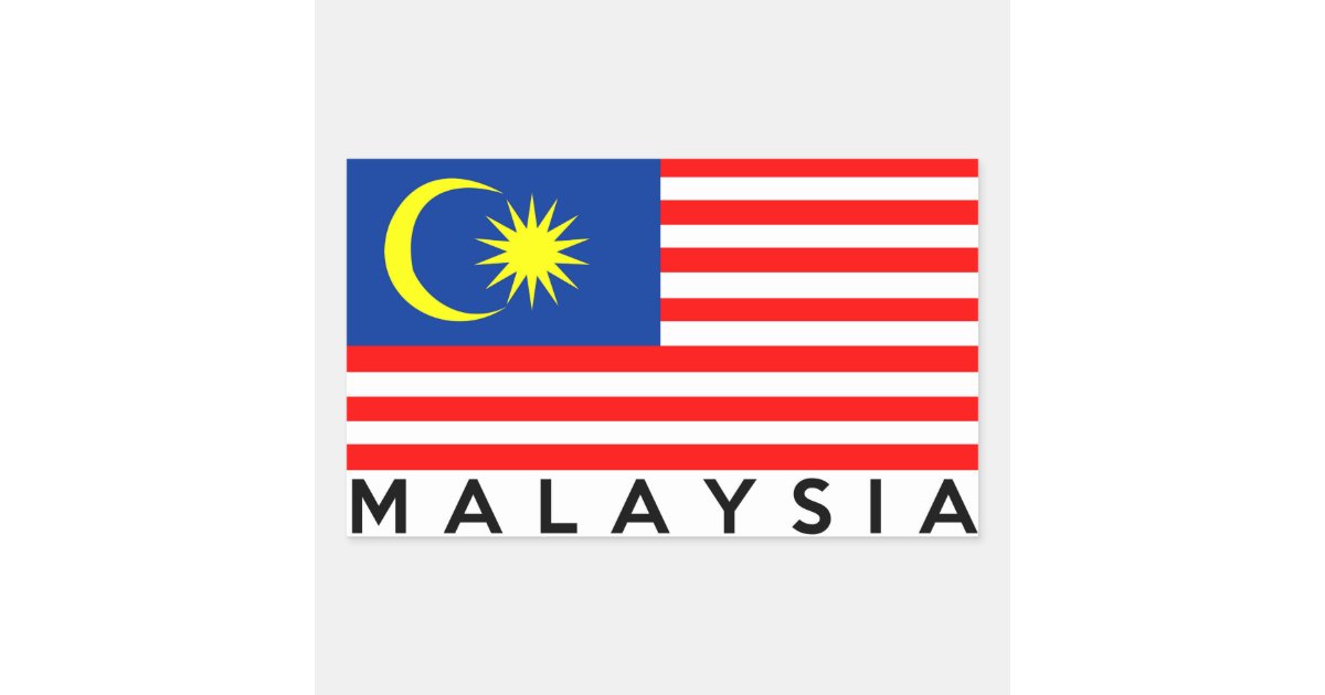malaysia flag country text name rectangular sticker | Zazzle.com