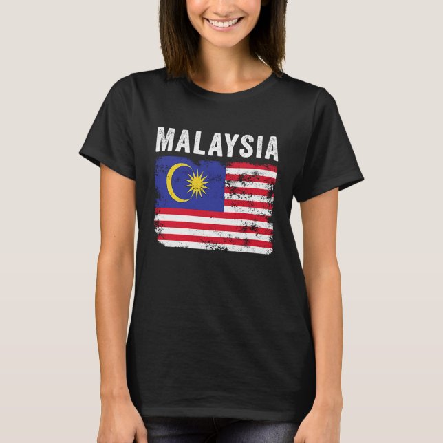 Malaysia Flag Distressed  Men Women Kids  Malaysia T-Shirt (Front)