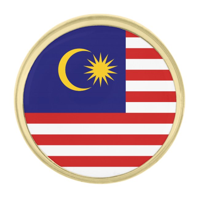 Malaysia Flag Gold Finish Lapel Pin (Front)