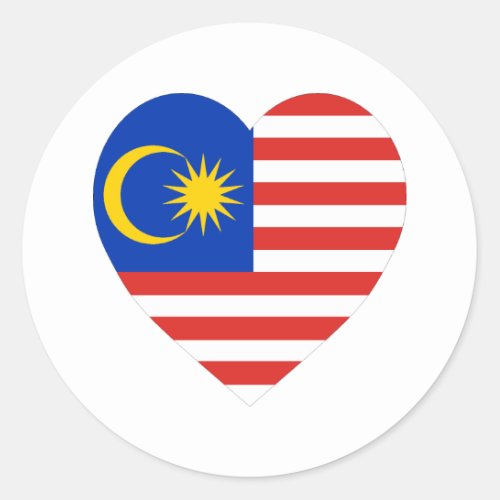 Malaysia Flag Heart Classic Round Sticker