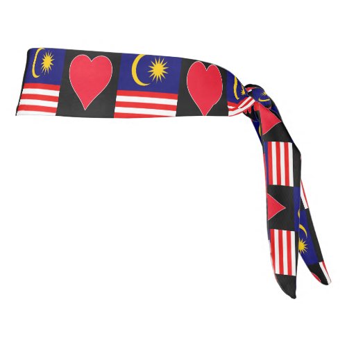 Malaysia Flag Heart Love Pattern Malaysian Pride Tie Headband