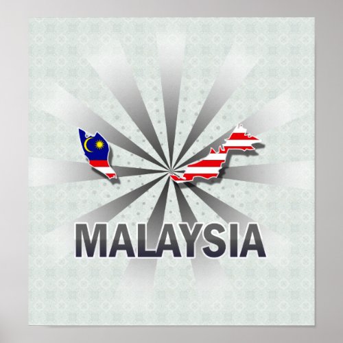 Malaysia Flag Map 20 Poster