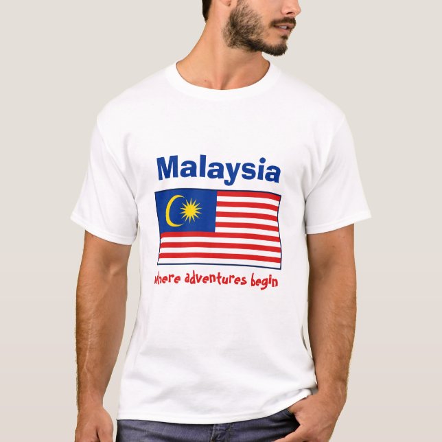 Malaysia Flag + Map + Text T-Shirt (Front)