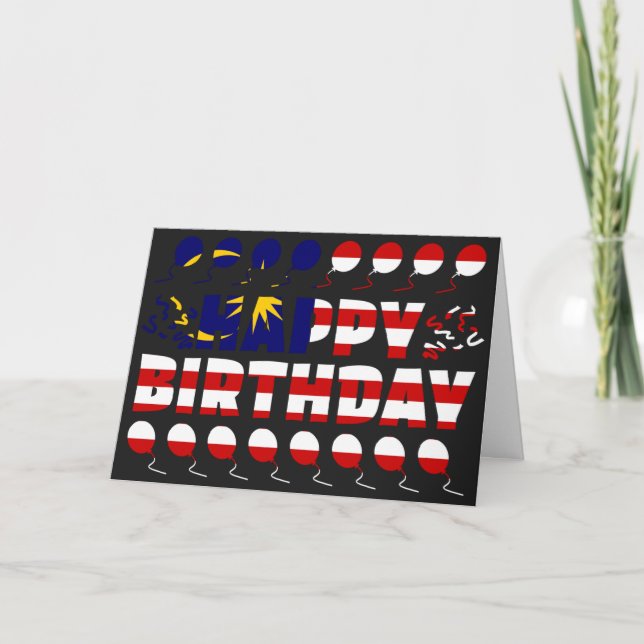 Malaysia Flag Patriotic Birthday Card (Front)