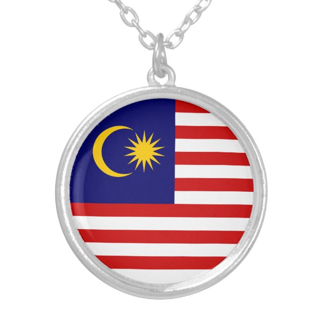 Malaysia Flag Silver Plated Necklace (Front)