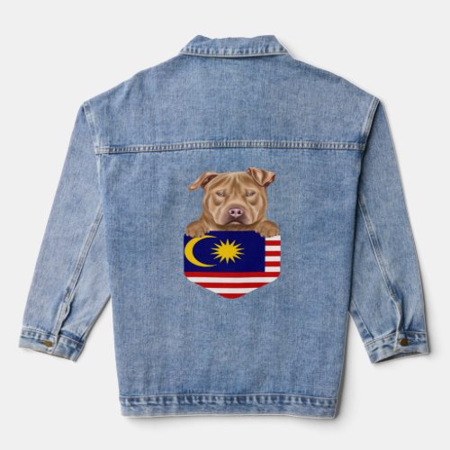 Malaysia Flag Usa Staffordshire Terrier Dog In Poc Denim Jacket