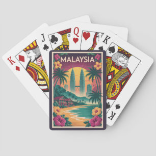 Malaysia Landscape Illustration Travel Art Vintage Poker Cards