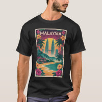 Malaysia Landscape Illustration Travel Art Vintage