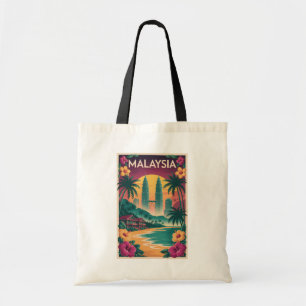 Malaysia Landscape Illustration Travel Art Vintage Tote Bag