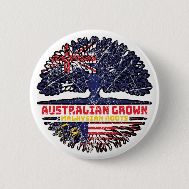 Malaysia Malaysian Australian Australia Tree Roots Button (Front)