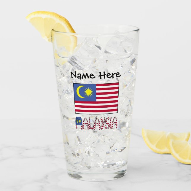 Malaysia Malaysian Flag Black Personalization  Glass (Front Ice)