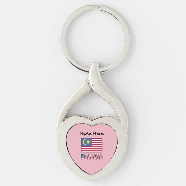 Malaysia Malaysian Flag Black Personalization  Keychain (Front)