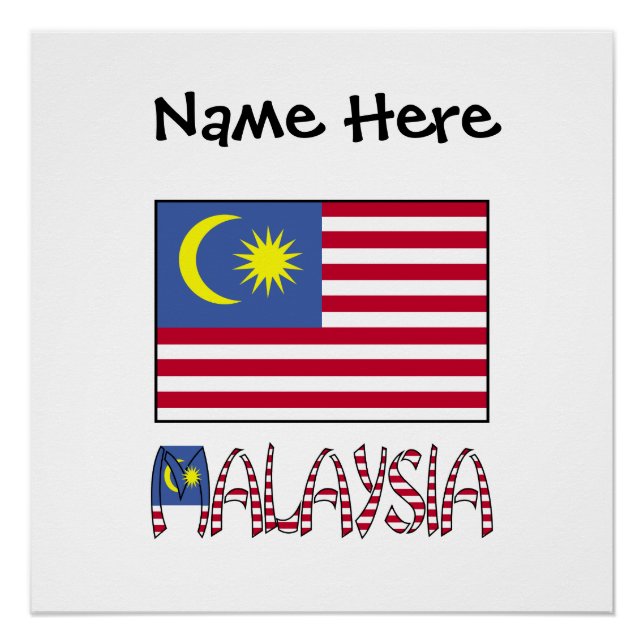 Malaysia Malaysian Flag Black Personalization  Poster (Front)