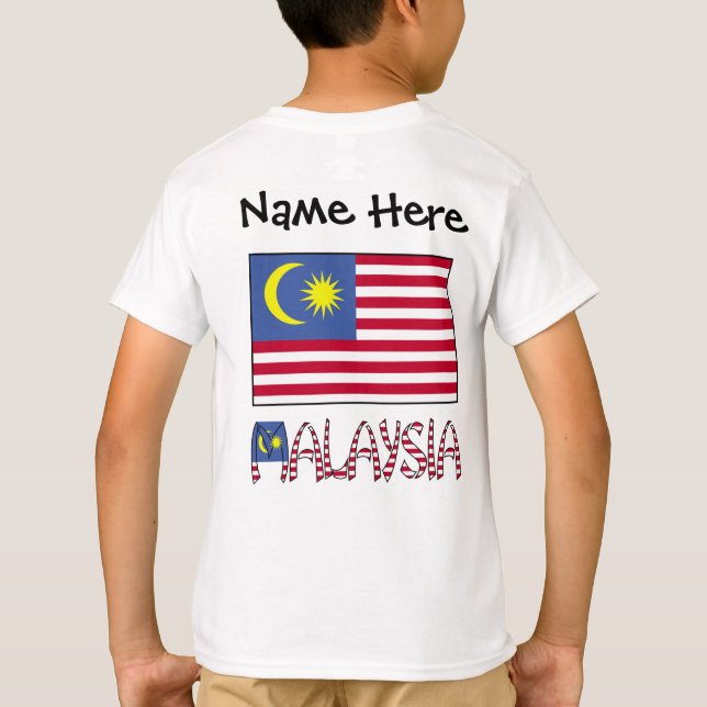 Malaysia Malaysian Flag Black Personalization  T-Shirt (Back)