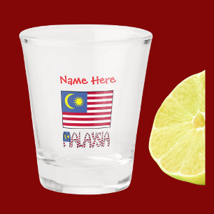 Malaysia Malaysian Flag Red Personalized  Shot Glass
