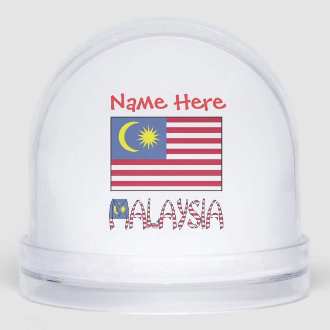 Malaysia Malaysian Flag Red Personalized  Snow Globe (Front)