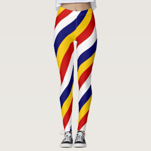 Malaysia National Flag Colors Diagonal Striped Leggings