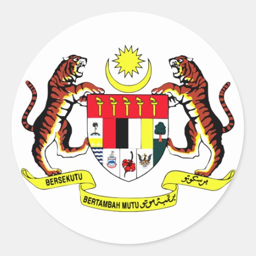 Malaysia Official Coat Of Arms Heraldry Symbol Classic Round Sticker