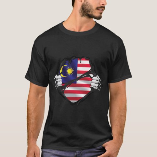 Malaysia Pure Roots Flag Black  T_Shirt