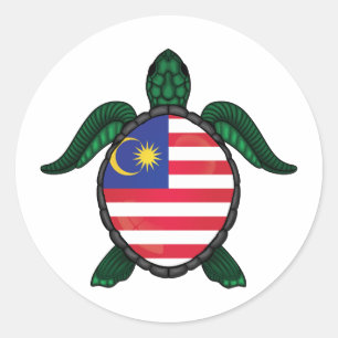 Malaysia sea turtle flag classic round sticker