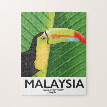 Malaysia Toucan Travel Poster Jigsaw Puzzle by bartonleclaydesign at Zazzle