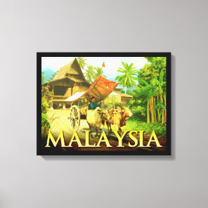 Malaysia Traditional Village And Bullock Cart Canvas Print