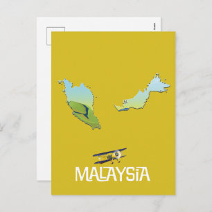 Malaysia Travel map Holiday Postcard