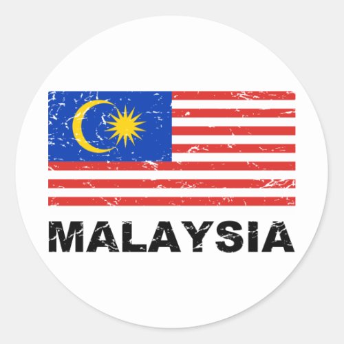 Malaysia Vintage Flag Classic Round Sticker