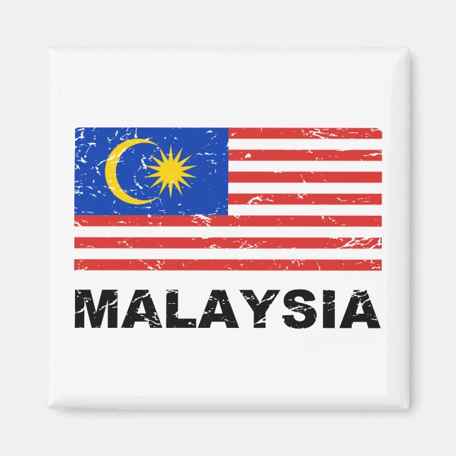 Malaysia Vintage Flag Magnet (Front)