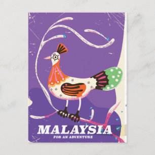 Malaysia vintage travel poster postcard