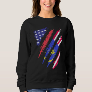 Malaysian American Patriot Grown Heart Flag Stripe Sweatshirt